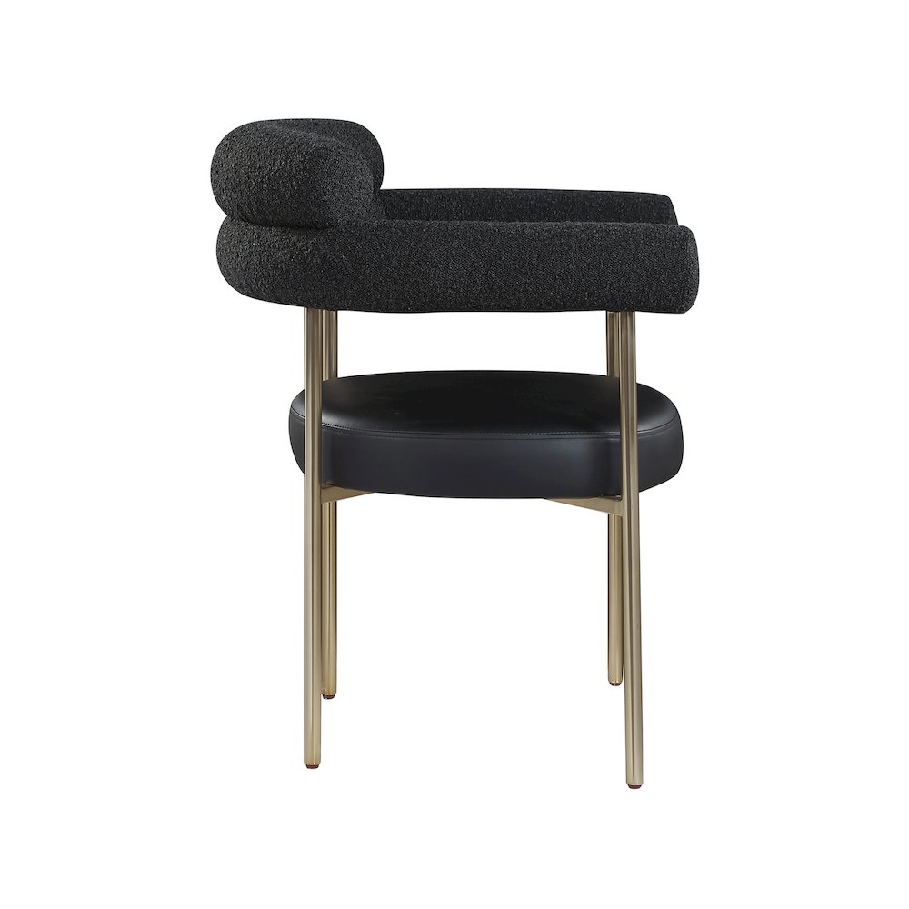 Blake Black Vegan Leather / Boucle Fabric Dining Chair, Set of 2. Picture 4