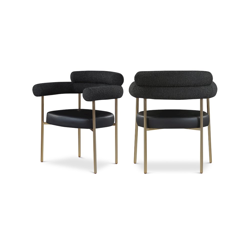 Blake Black Vegan Leather / Boucle Fabric Dining Chair, Set of 2. Picture 1