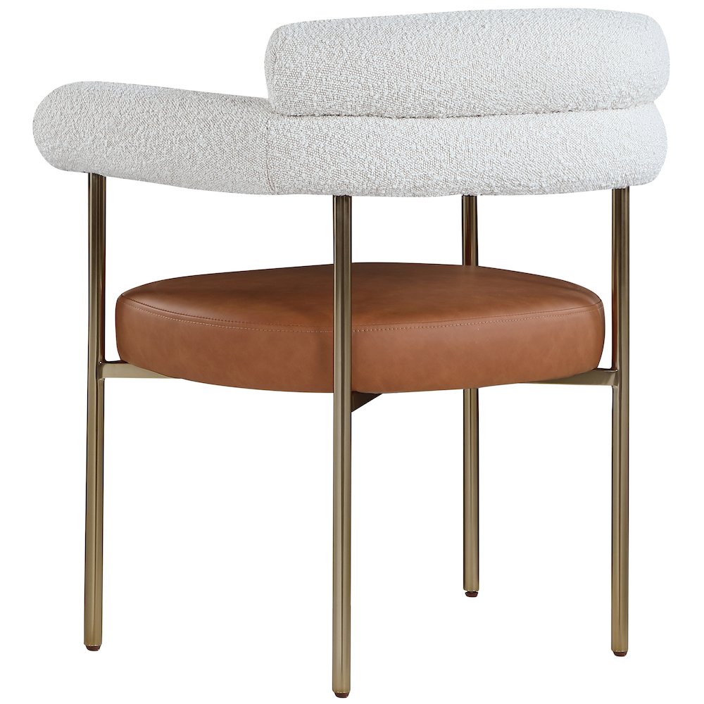 Blake Cognac Vegan Leather / Cream Boucle Fabric Dining Chair, Set of 2. Picture 5