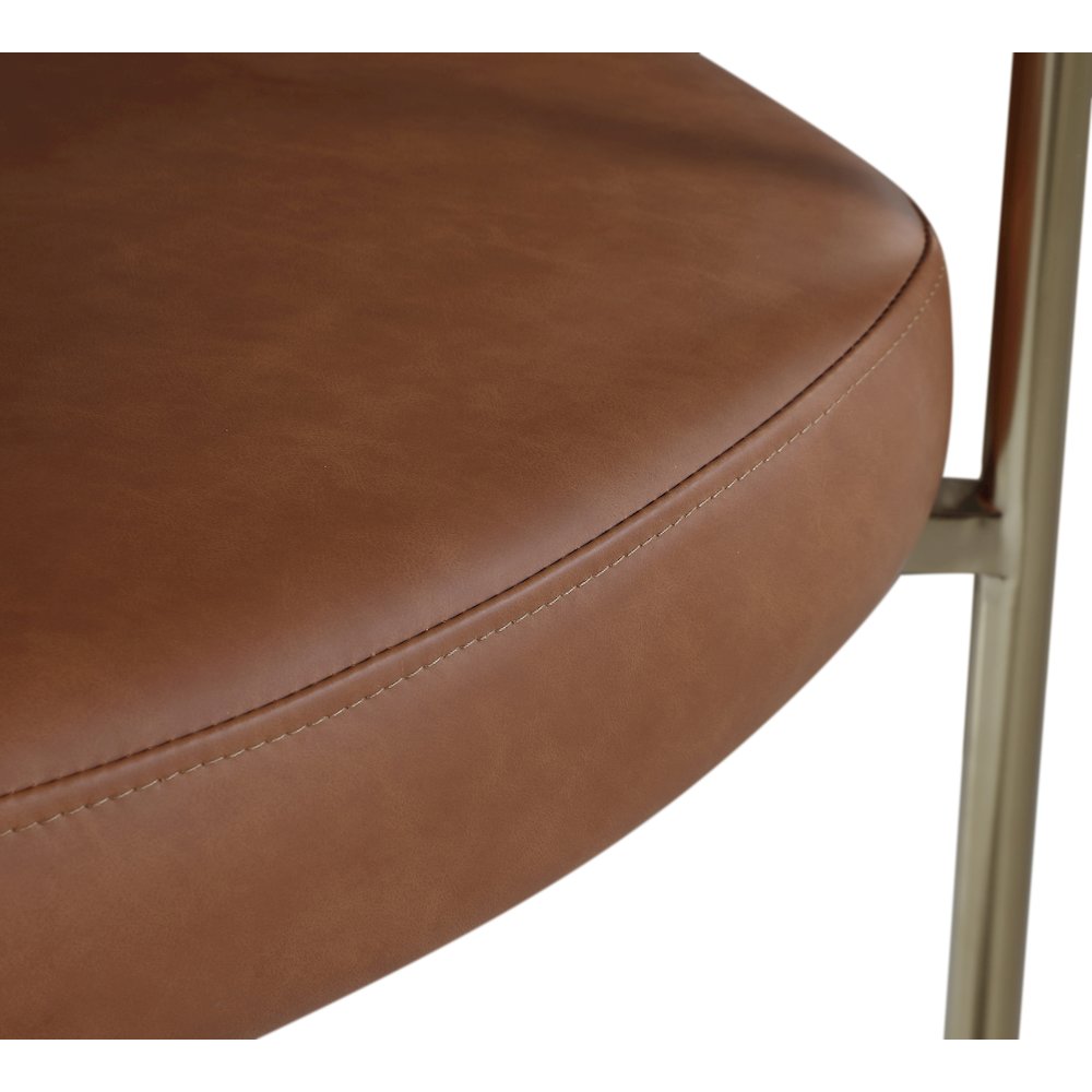 Blake Cognac Vegan Leather / Cream Boucle Fabric Dining Chair, Set of 2. Picture 6