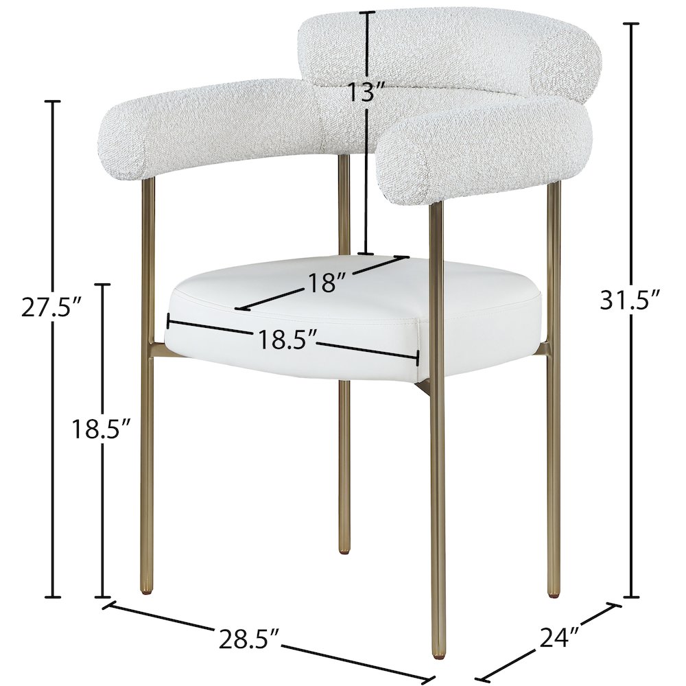 Blake Cream Vegan Leather / Boucle Fabric Dining Chair, Set of 2. Picture 7