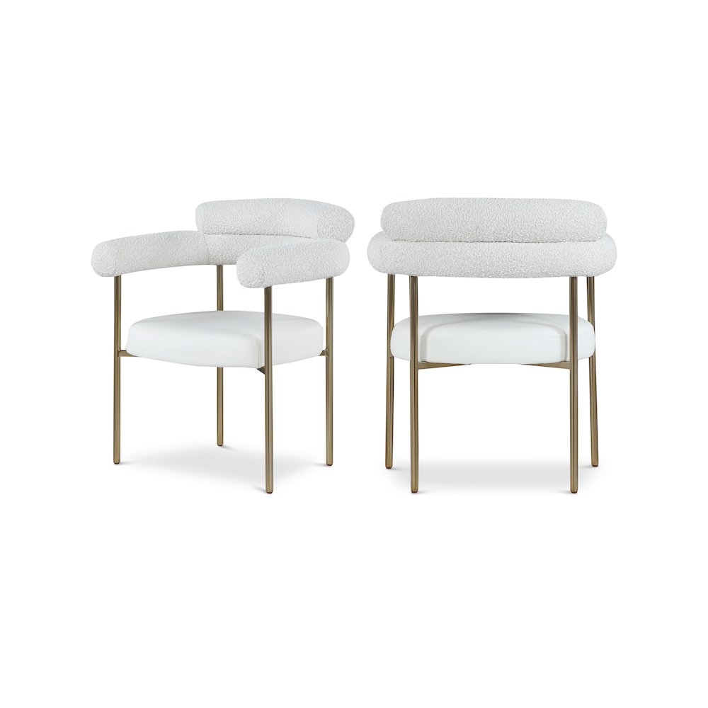 Blake Cream Vegan Leather / Boucle Fabric Dining Chair, Set of 2. Picture 1