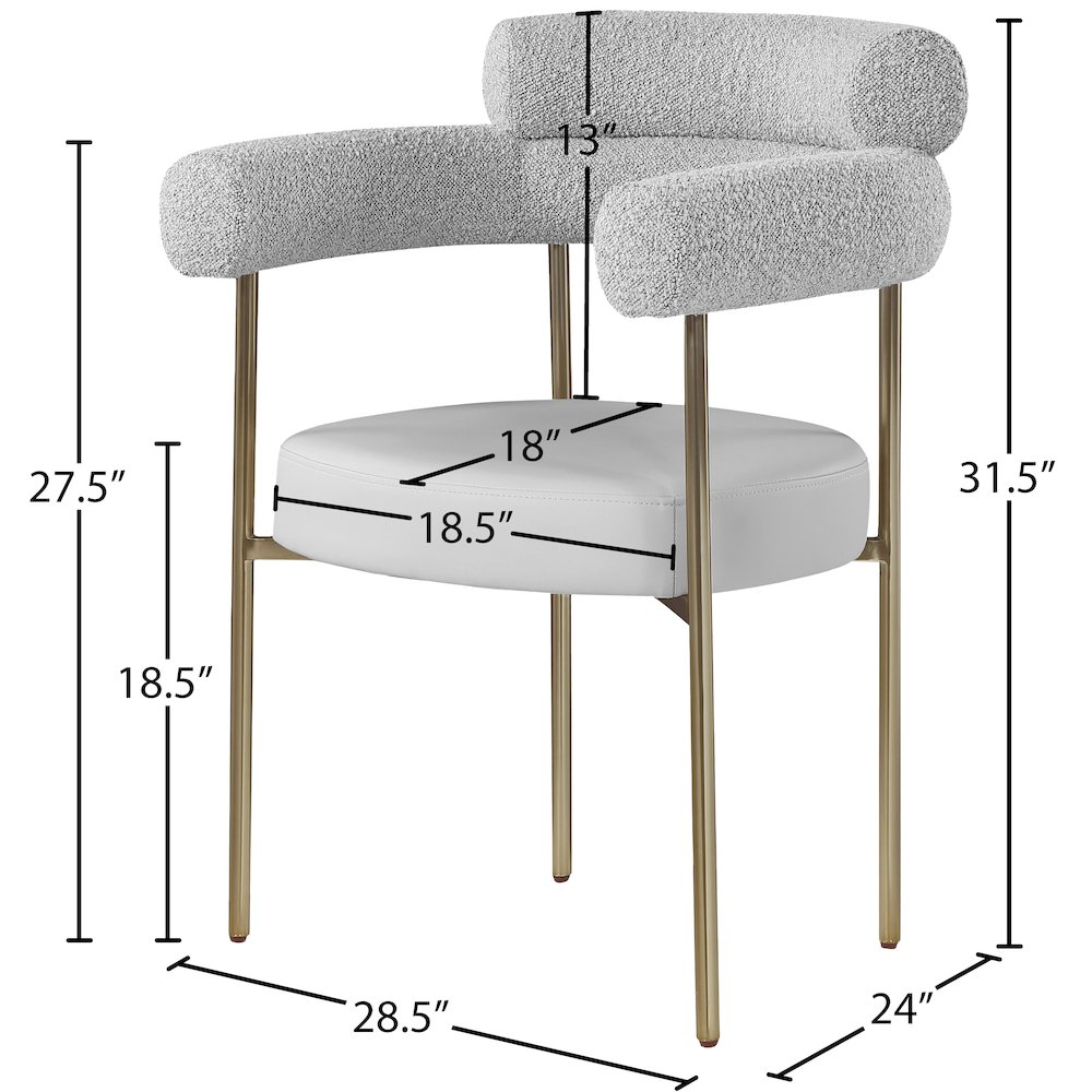 Blake Taupe Vegan Leather / Boucle Fabric Dining Chair, Set of 2. Picture 7