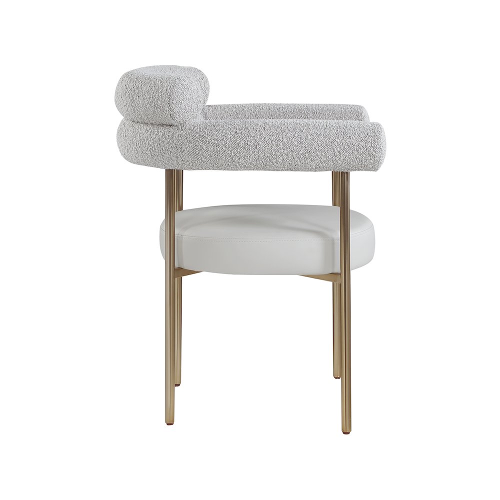 Blake Taupe Vegan Leather / Boucle Fabric Dining Chair, Set of 2. Picture 4