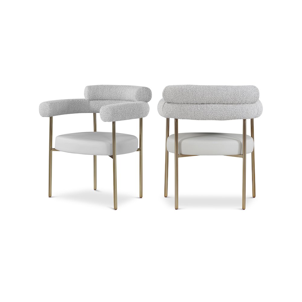 Blake Taupe Vegan Leather / Boucle Fabric Dining Chair, Set of 2. Picture 1