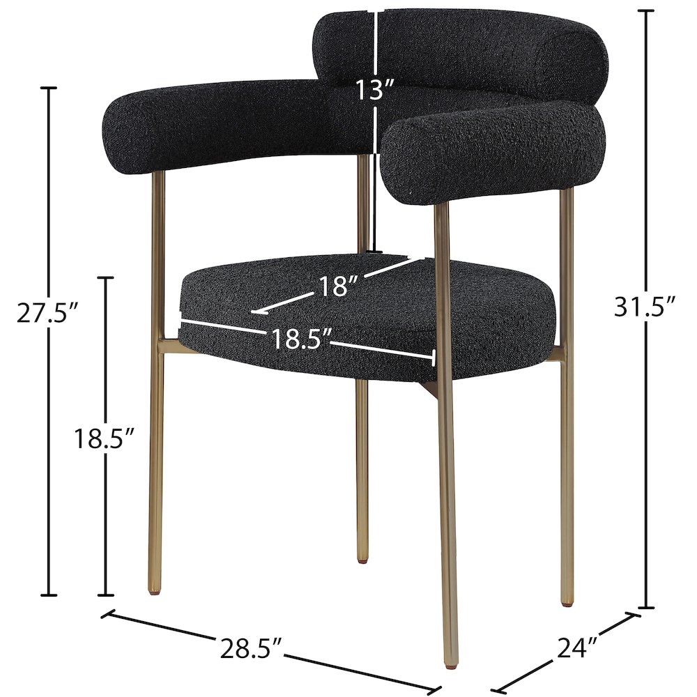 Blake Black Boucle Fabric Dining Chair, Set of 2. Picture 7