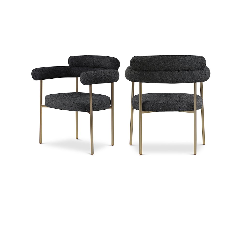 Blake Black Boucle Fabric Dining Chair, Set of 2. Picture 1