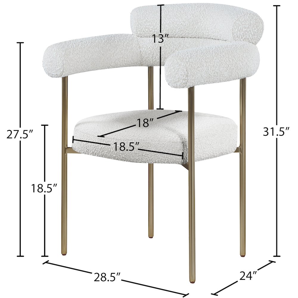 Blake Cream Boucle Fabric Dining Chair, Set of 2. Picture 7