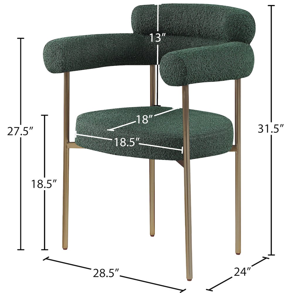 Blake Green Boucle Fabric Dining Chair, Set of 2. Picture 7