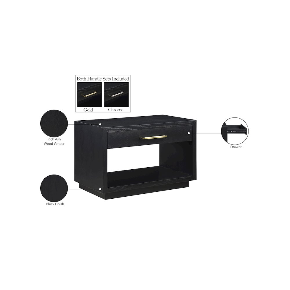 Avery Black Wood Veneer Night Stand. Picture 14