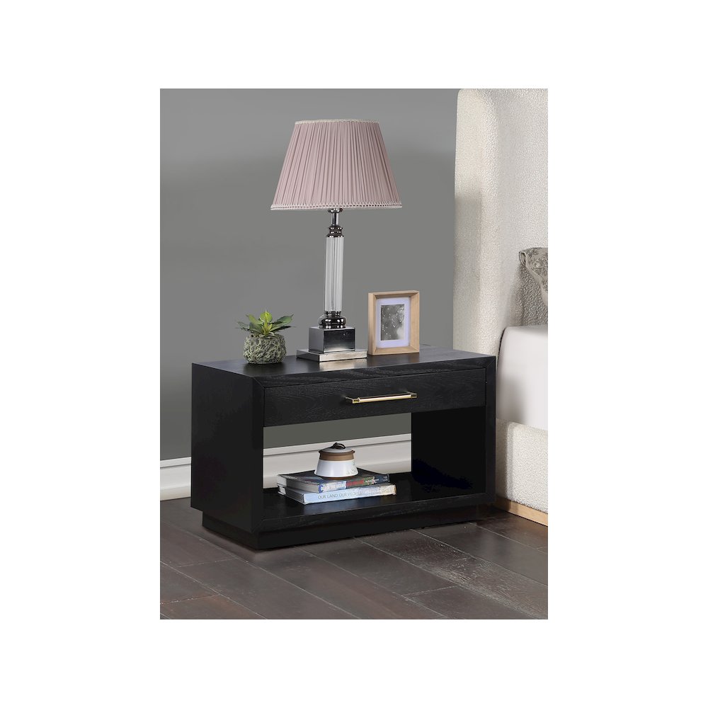 Avery Black Wood Veneer Night Stand. Picture 2