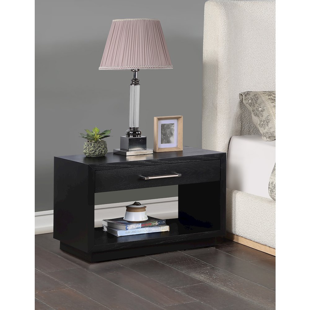 Avery Black Wood Veneer Night Stand. Picture 3