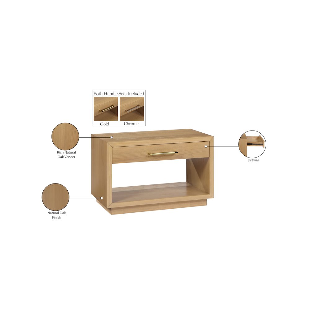 Avery Oak Wood Veneer Night Stand. Picture 14