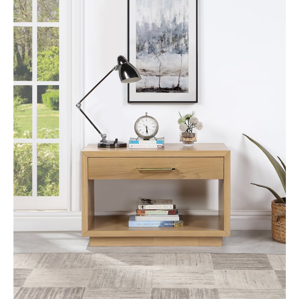 Avery Oak Wood Veneer Night Stand. Picture 2