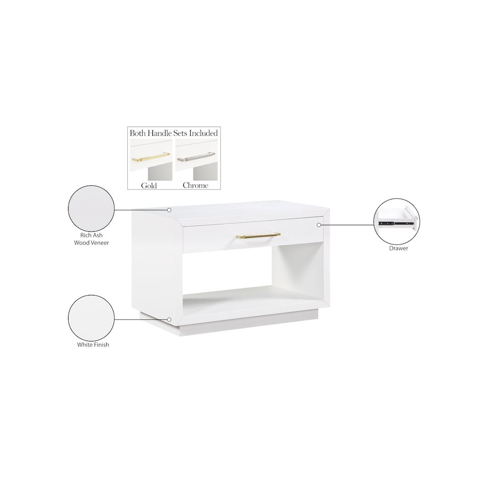 Avery White Wood Veneer Night Stand. Picture 14