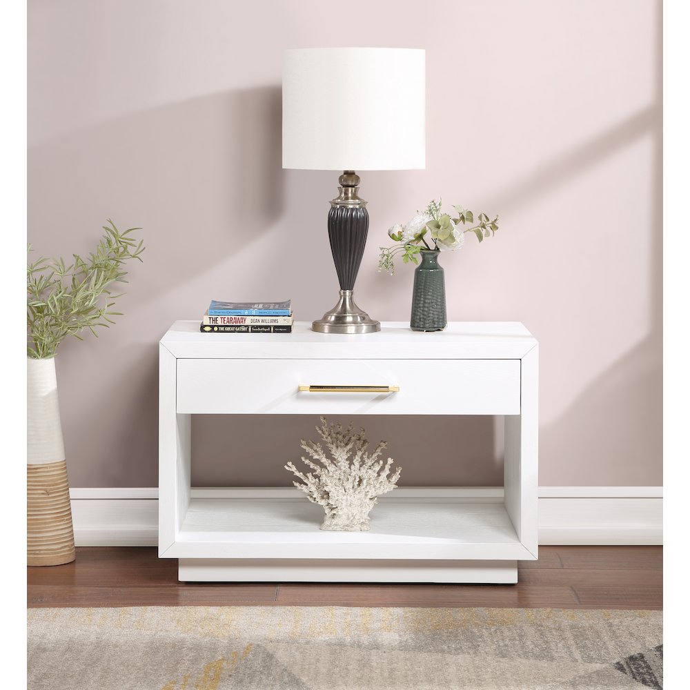 Avery White Wood Veneer Night Stand. Picture 2