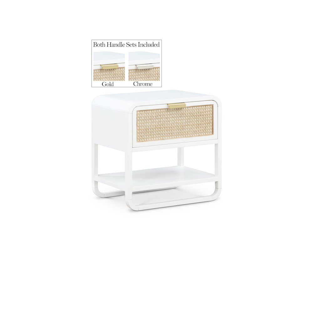 Sage White Wood Veneer Night Stand. Picture 1