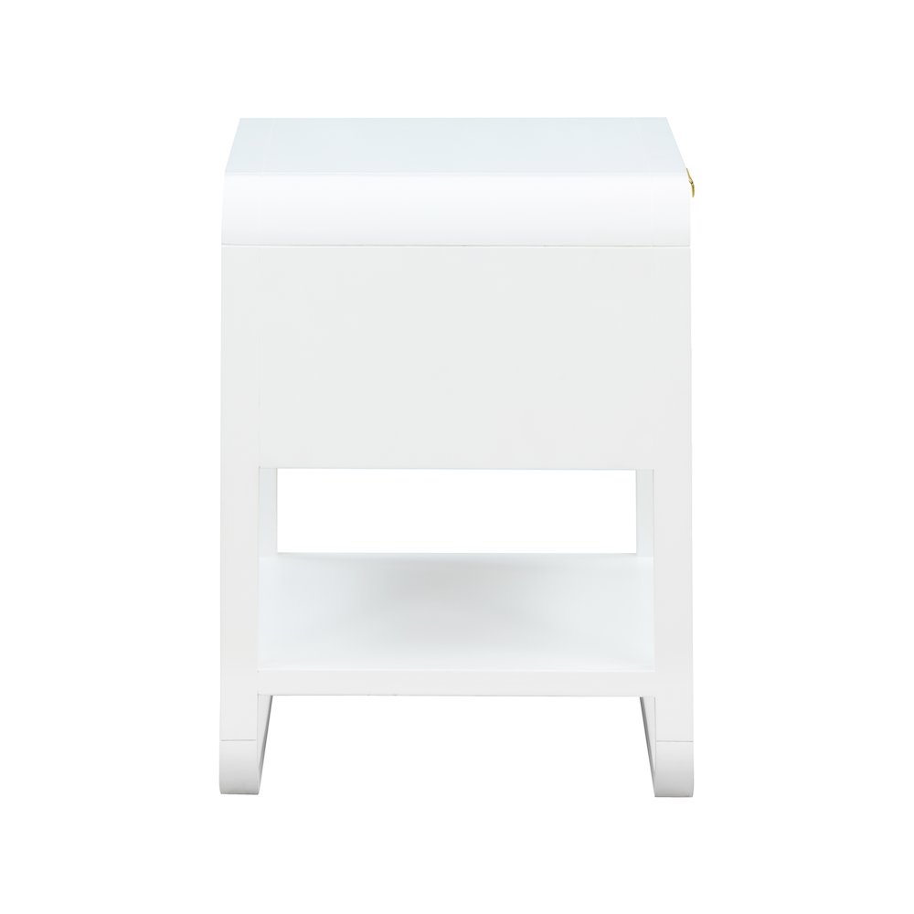 Sage White Wood Veneer Night Stand. Picture 6