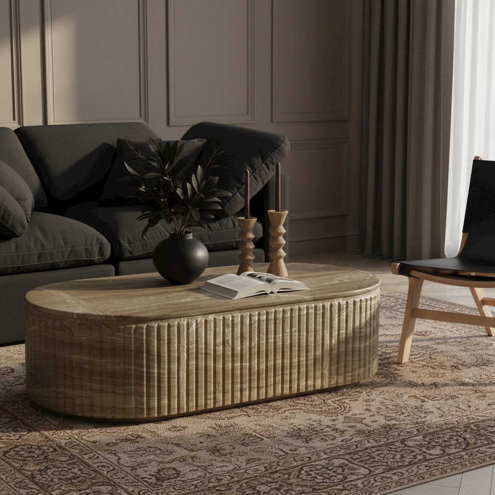 Catania Beige Concrete Indoor/Outdoor Coffee Table. Picture 2