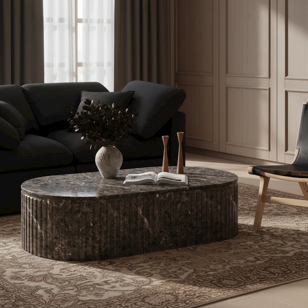 Catania Brown Concrete Indoor/Outdoor Coffee Table. Picture 2