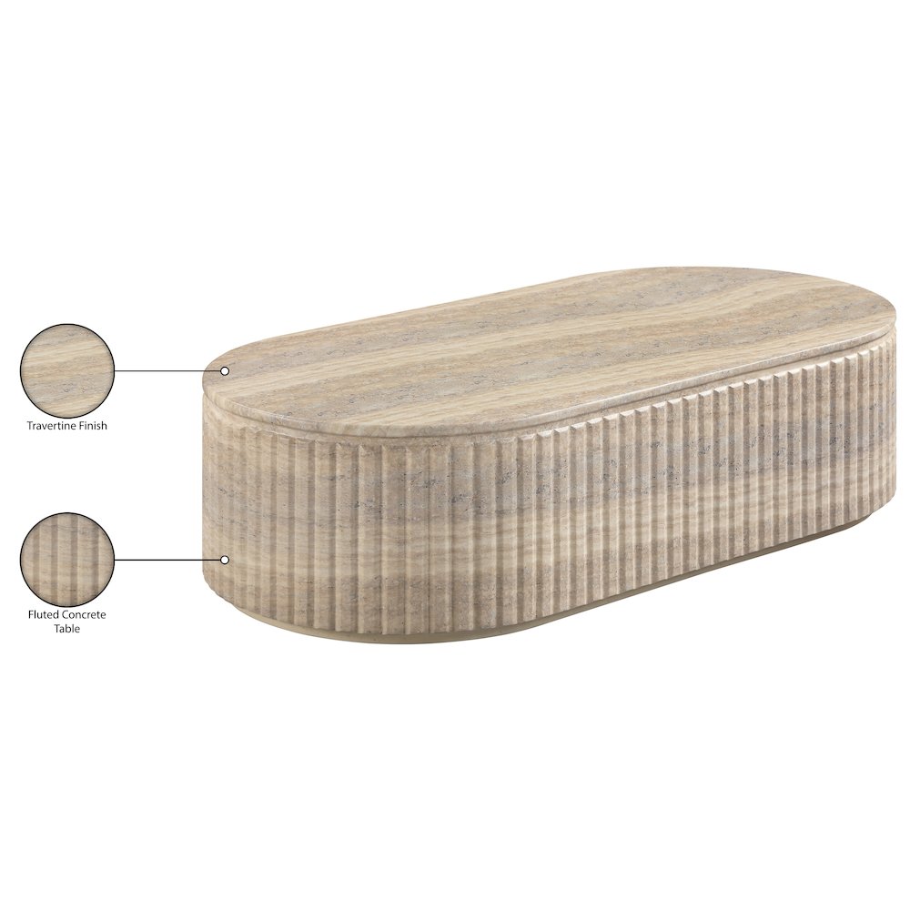 Catania Travertine Concrete Indoor/Outdoor Coffee Table. Picture 5