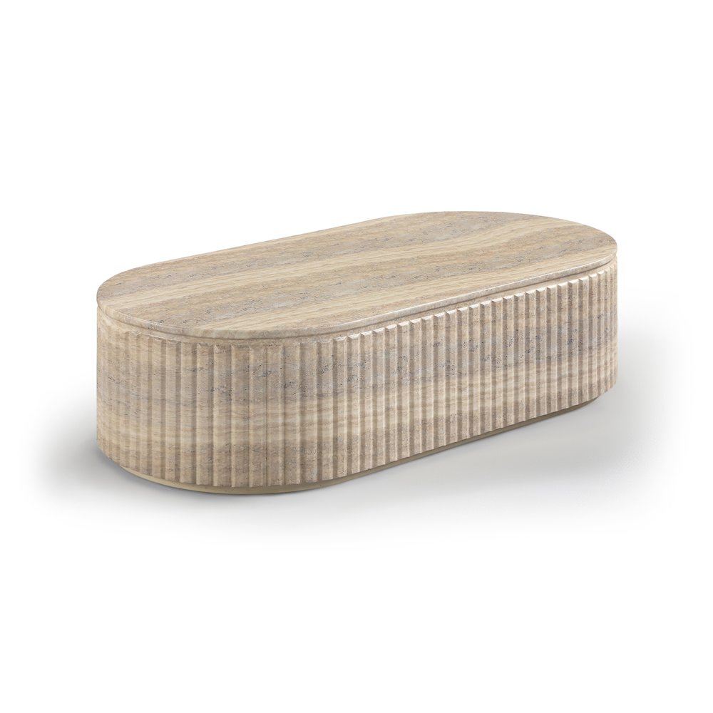 Catania Travertine Concrete Indoor/Outdoor Coffee Table. Picture 1
