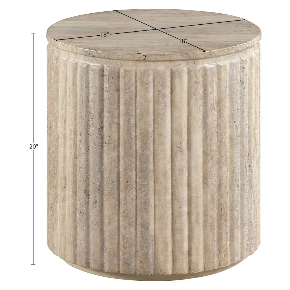 Catania Travertine Concrete Indoor/Outdoor End Table. Picture 6