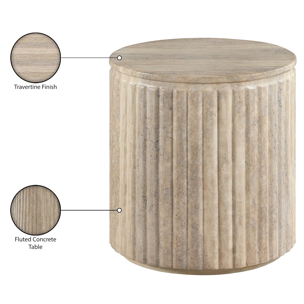 Catania Travertine Concrete Indoor/Outdoor End Table. Picture 7