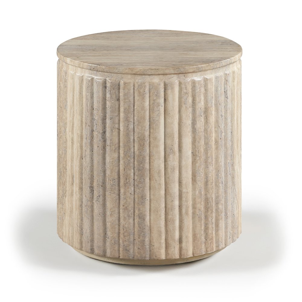 Catania Travertine Concrete Indoor/Outdoor End Table. Picture 1