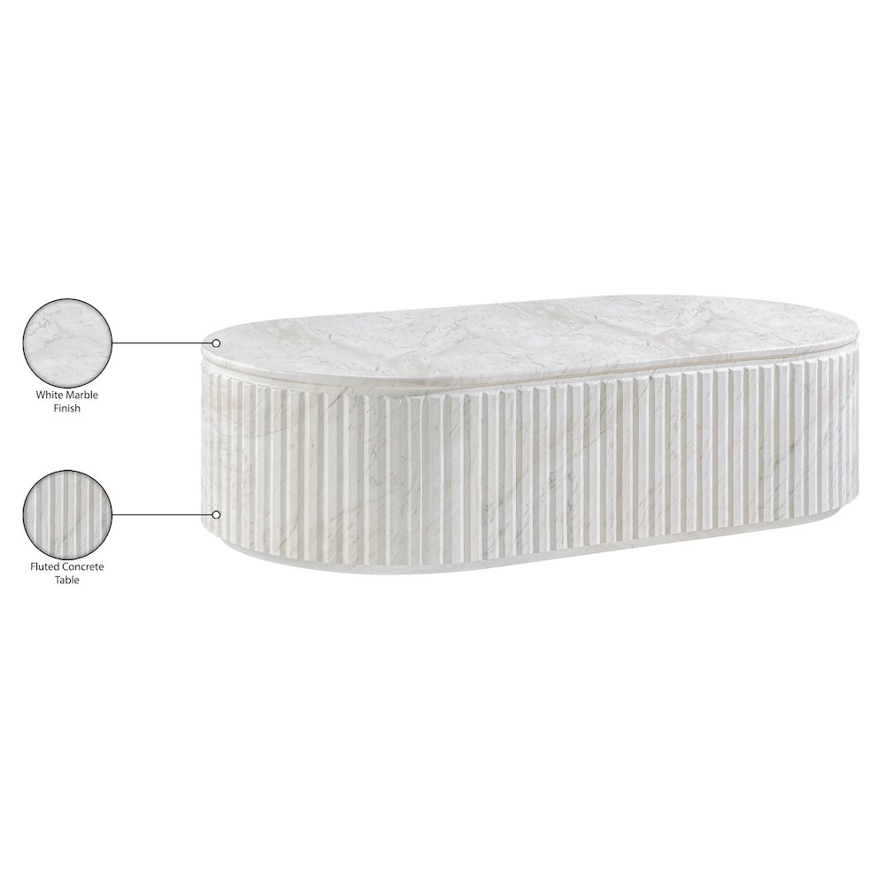Catania White Concrete Indoor/Outdoor Coffee Table. Picture 8