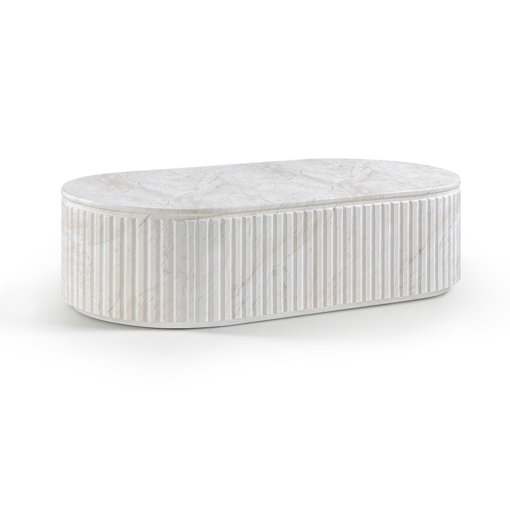 Catania White Concrete Indoor/Outdoor Coffee Table. Picture 1