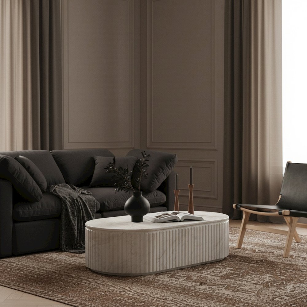 Catania White Concrete Indoor/Outdoor Coffee Table. Picture 2