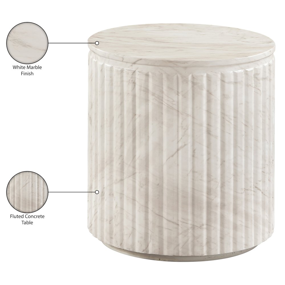 Catania White Concrete Indoor/Outdoor End Table. Picture 7