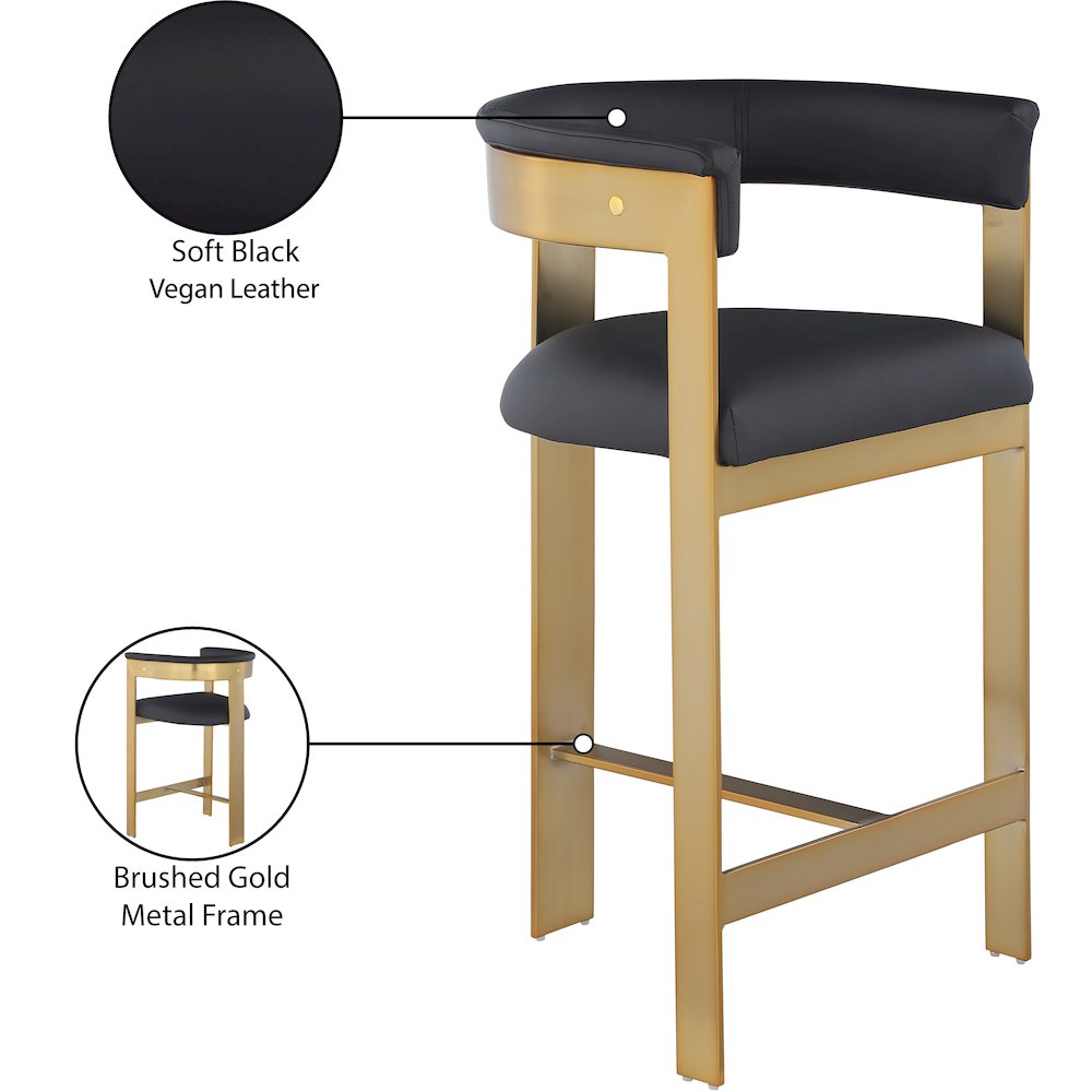 Romeo Black Vegan Leather Counter Stool, Set of 2. Picture 7
