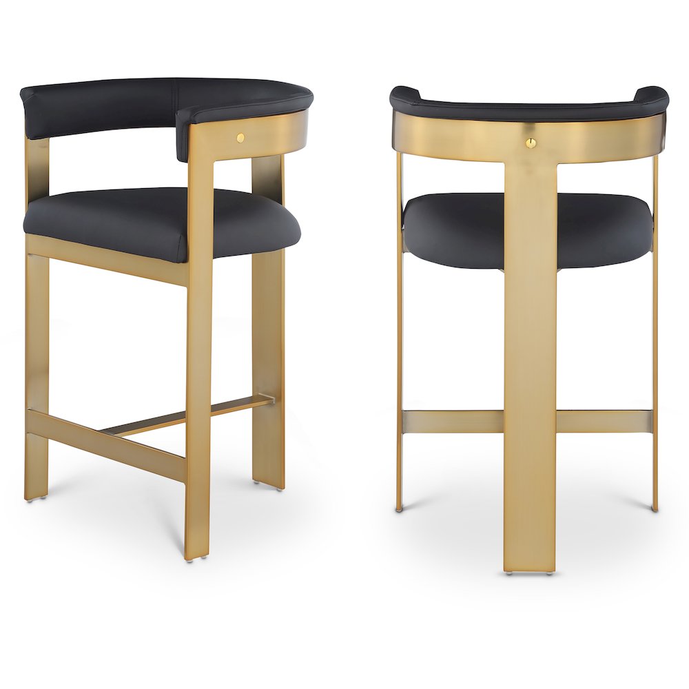 Romeo Black Vegan Leather Counter Stool, Set of 2. Picture 1