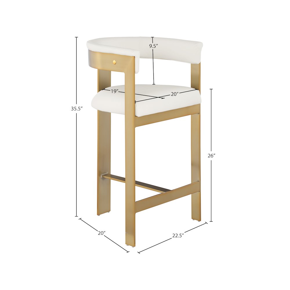 Romeo Cream Vegan Leather Counter Stool, Set of 2. Picture 6