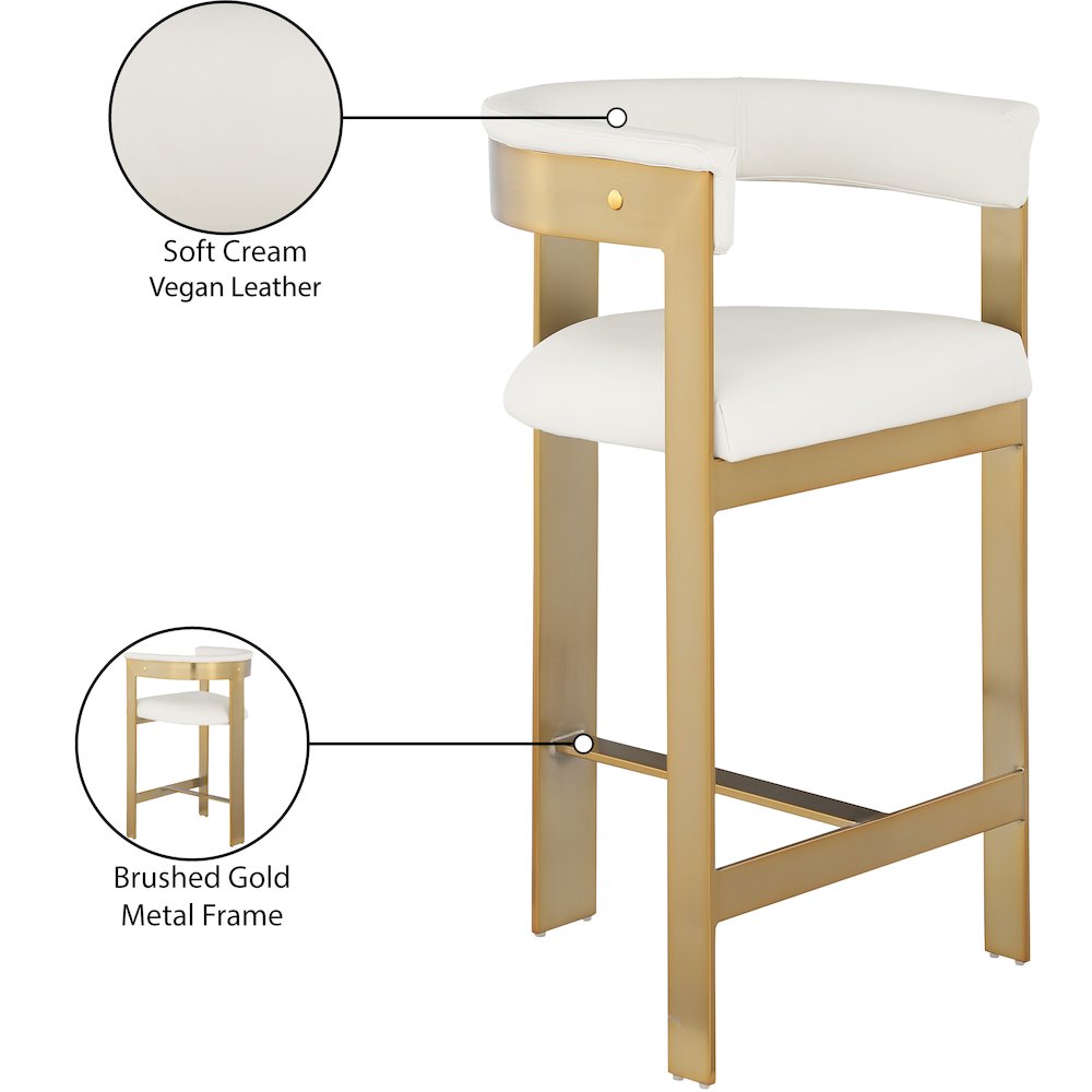 Romeo Cream Vegan Leather Counter Stool, Set of 2. Picture 7