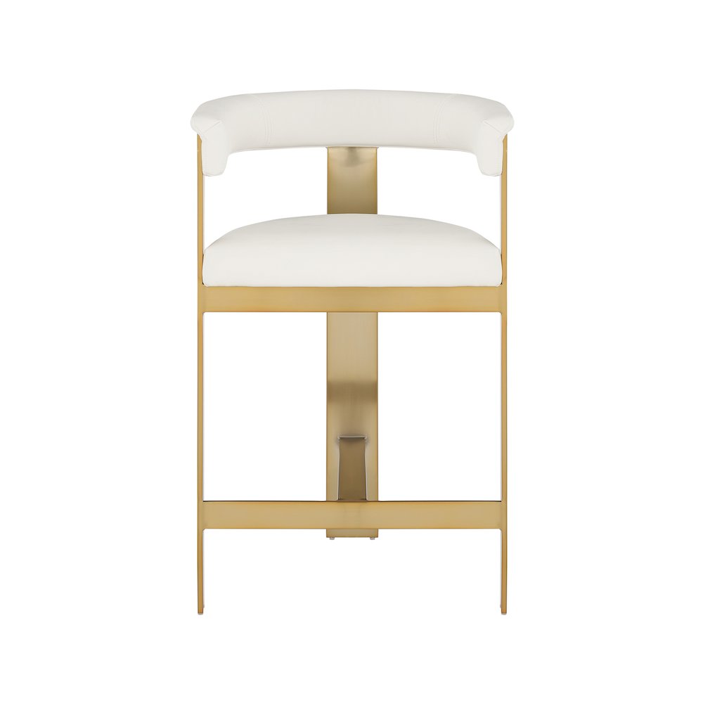 Romeo Cream Vegan Leather Counter Stool, Set of 2. Picture 3