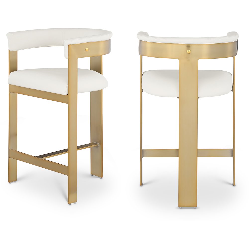 Romeo Cream Vegan Leather Counter Stool, Set of 2. Picture 1