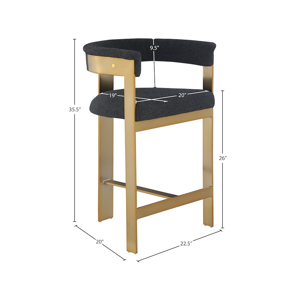 Romeo Black Boucle Fabric Counter Stool, Set of 2. Picture 6