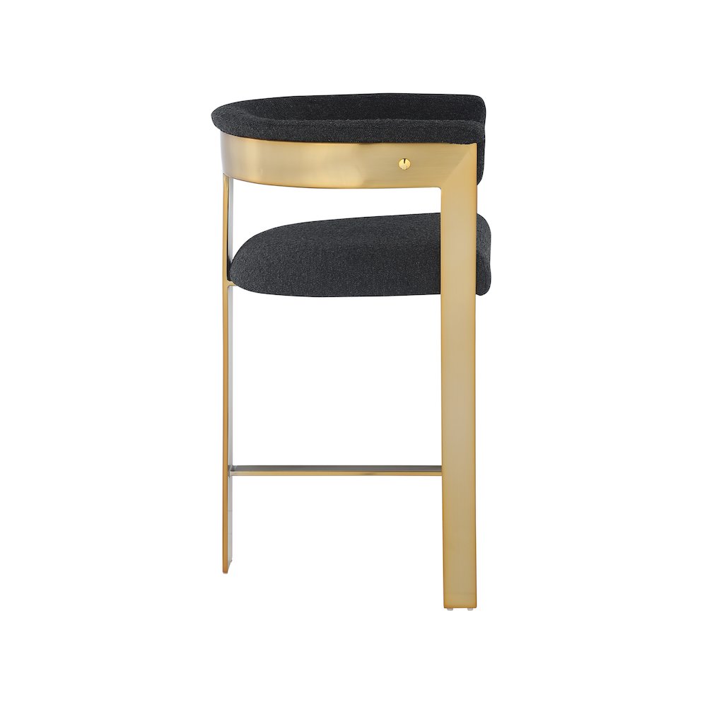 Romeo Black Boucle Fabric Counter Stool, Set of 2. Picture 4