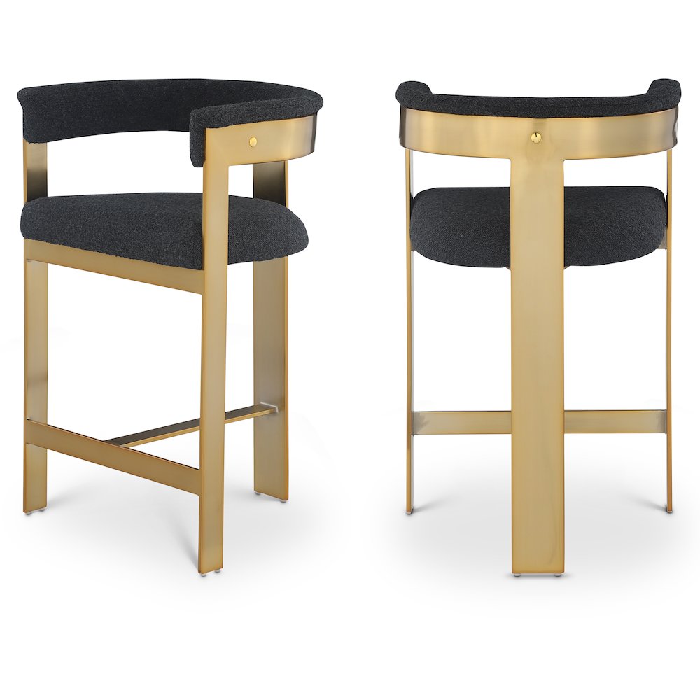 Romeo Black Boucle Fabric Counter Stool, Set of 2. Picture 1