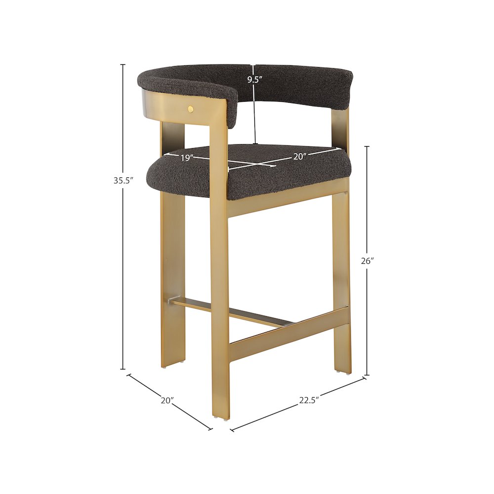 Romeo Brown Boucle Fabric Counter Stool, Set of 2. Picture 6