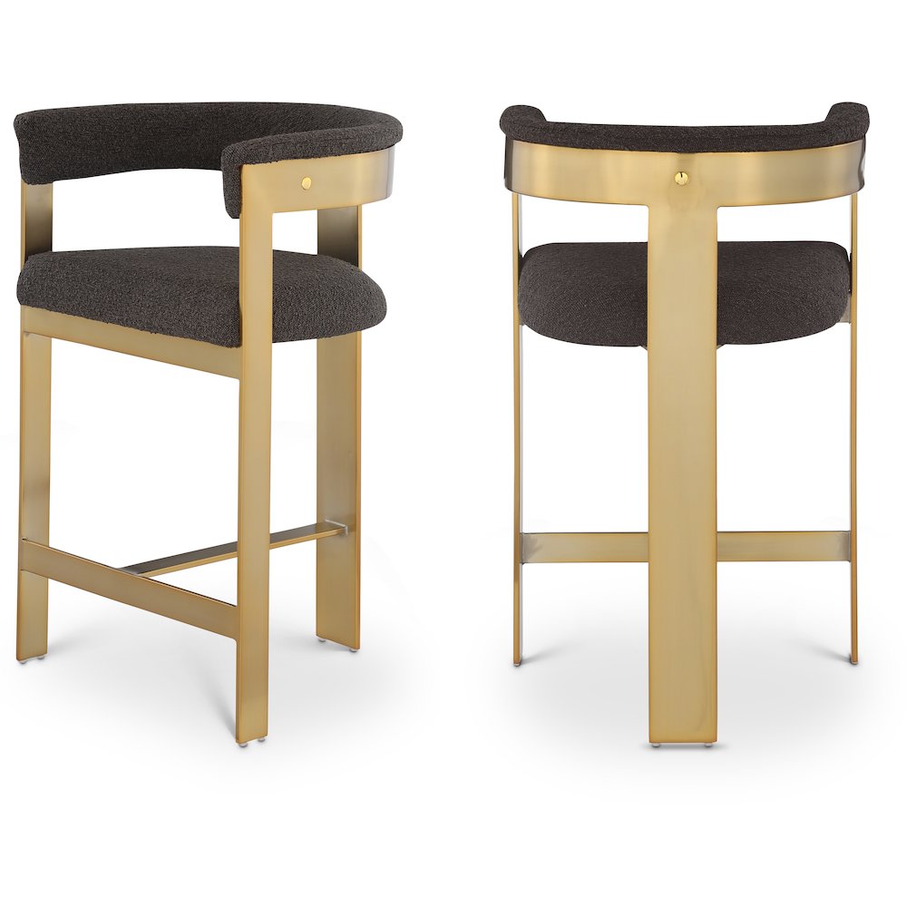 Romeo Brown Boucle Fabric Counter Stool, Set of 2. Picture 1