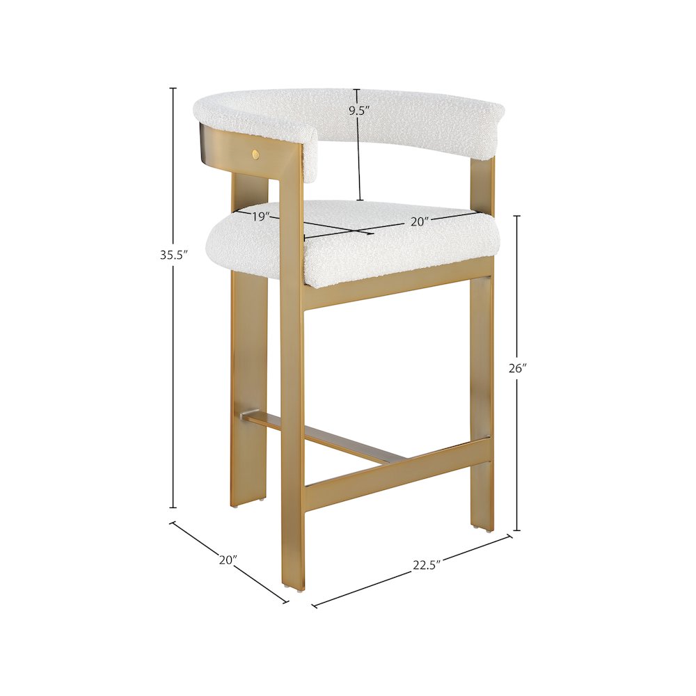 Romeo Cream Boucle Fabric Counter Stool, Set of 2. Picture 6