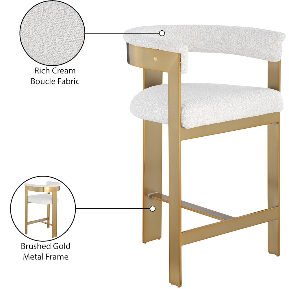 Romeo Cream Boucle Fabric Counter Stool, Set of 2. Picture 7