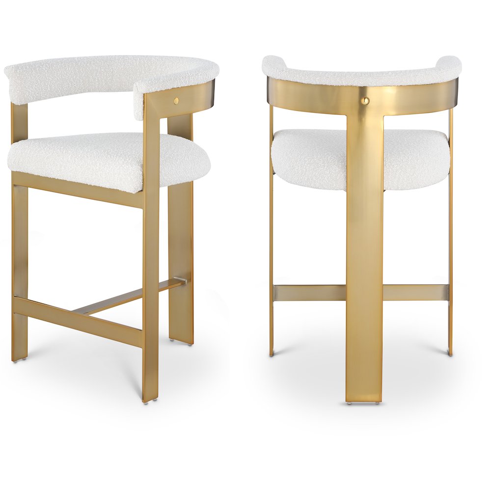 Romeo Cream Boucle Fabric Counter Stool, Set of 2. Picture 1