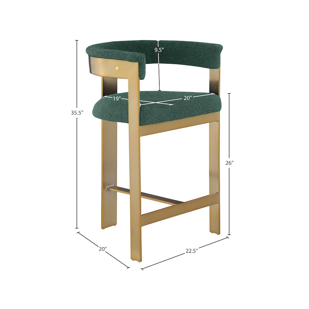 Romeo Green Boucle Fabric Counter Stool, Set of 2. Picture 6