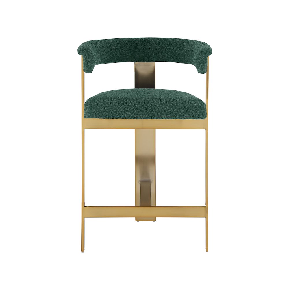 Romeo Green Boucle Fabric Counter Stool, Set of 2. Picture 3