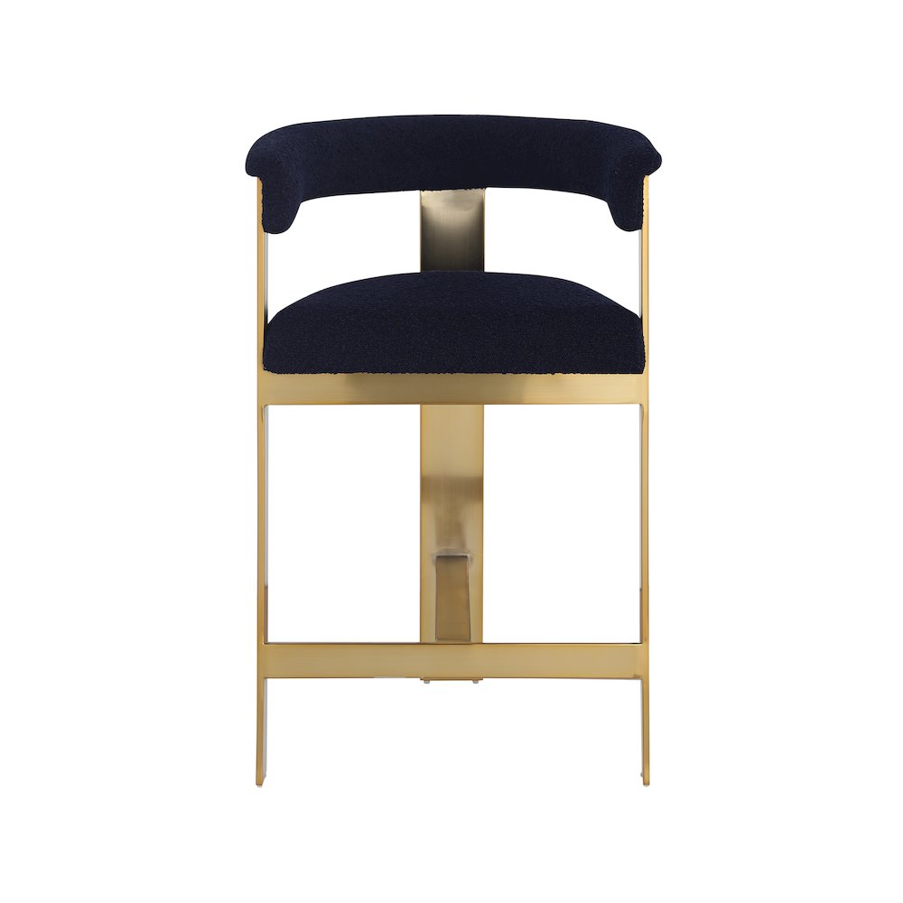 Romeo Navy Boucle Fabric Counter Stool, Set of 2. Picture 3